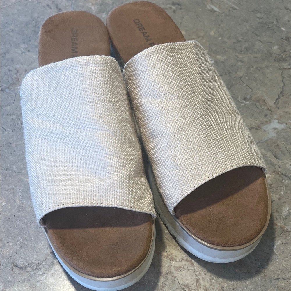 Cream Slide Sandals